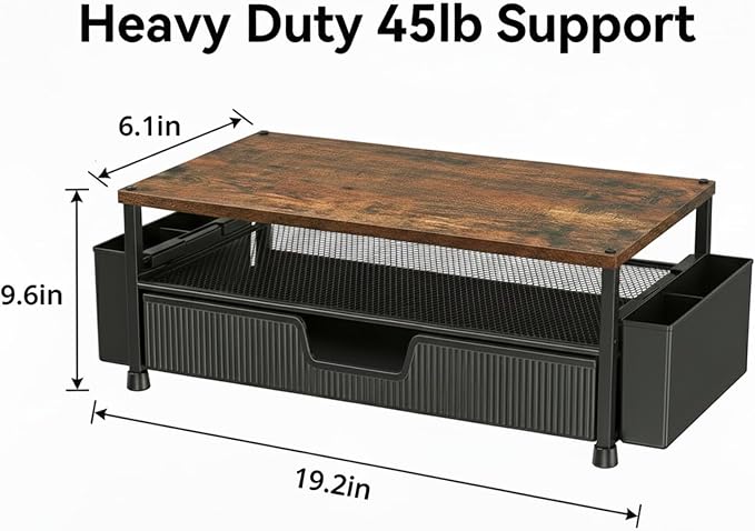 ECOLOVI Desk Organizer and Accessories, 2-Tier Computer Monitor Stand Rise