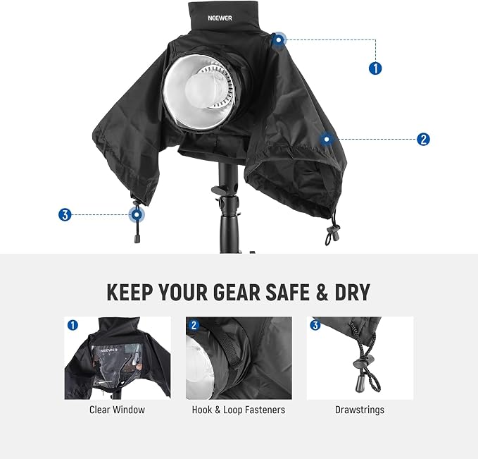 NEEWER Rain Cover for Q4 Outdoor Strobe Flash, Nylon Camera Lens Raincoat