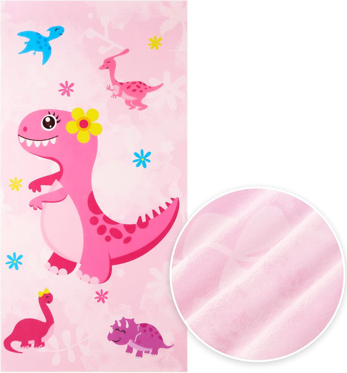 WERNNSAI Dinosaur Kids Beach Towel - Quick-Dry Microfiber, 30” x 60” Ultra-Soft Dino Design for Bath & Travel