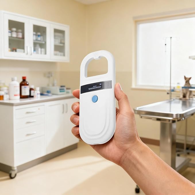Pet Microchip Reader, Pet Microchip Scanner, 134.2Khz, Handheld Universal with OLED Display, Compatible with Emid Fdx-B (Iso11784/85), 0-5.9 in Reading Distance, for Pet Id Tracking
