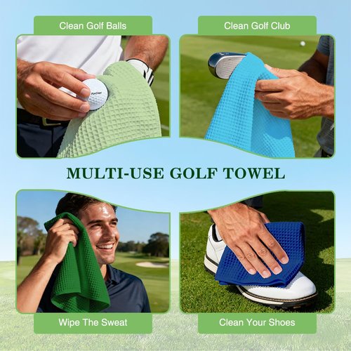 Juoqg Swing Swear Repeat Golf Towel, Fun Golf Bag Towel with Clip, Golfing Accessories for Men, Retirement Birthday Gifts for Golfer Golfing Dad Grandpa Lover, Golfer‘s Club Christmas Thank You Gifts