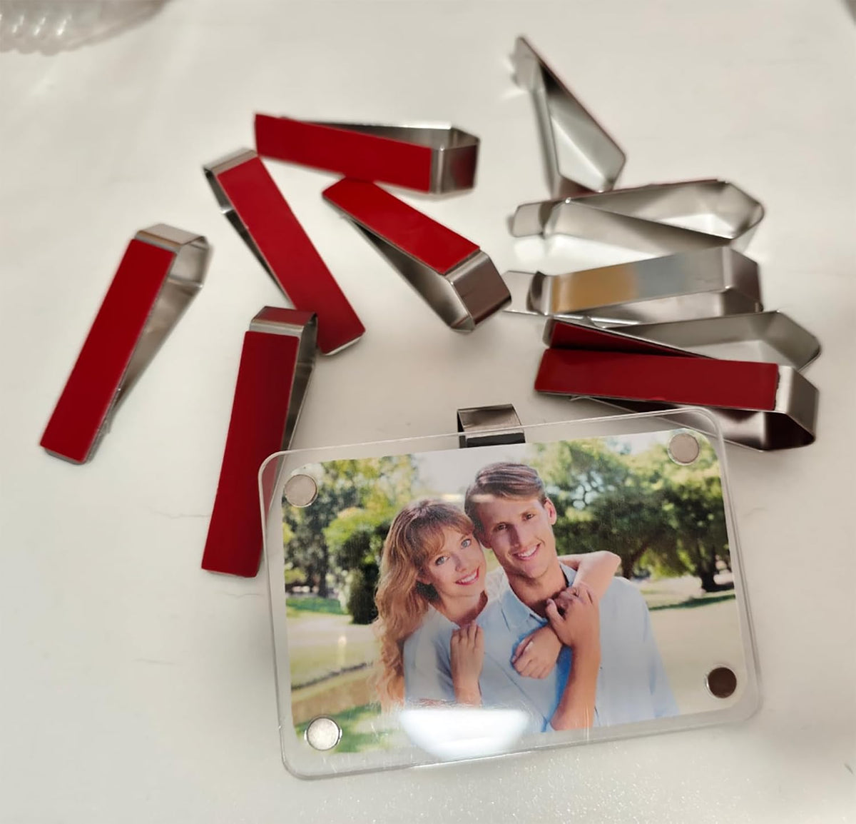 16Pcs Stainless Steel Visor Clips for Cars with Adhesive, DIY Sun Visor Clips Garage Door Remote Visor Clip Strong Hold Accessory for Car, Home & Office