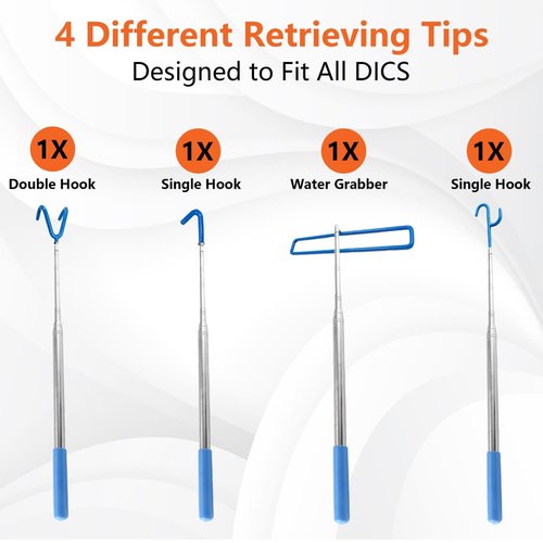 Daily Favorites DF 4-in-1 Disc Golf Retriever Pole - 16-ft Telescopic Stainless Steel, Disc Golf Disc Retriever with Hooks Suction-Cup Carry Bag - Disc Golf Accessories for Water Trees Bushes.