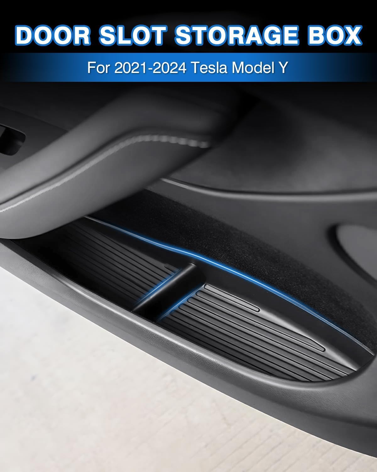 Shademax Car Door Organizer Tray for Tesla Model Y 2021-2024 (Not for Model Y Juniper) Door Side Storage Box Insert for Tesla Model Y Accessories 2024 - TPE Material, Black, 4 Pieces