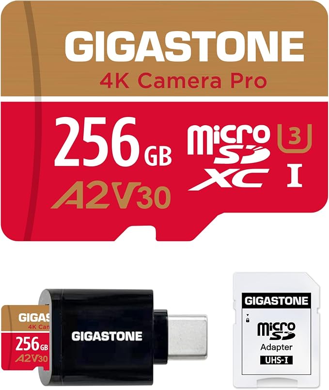 Gigastone 256GB Micro SD Card, 4K Camera Pro, A2 V30 UHS-I U3,
