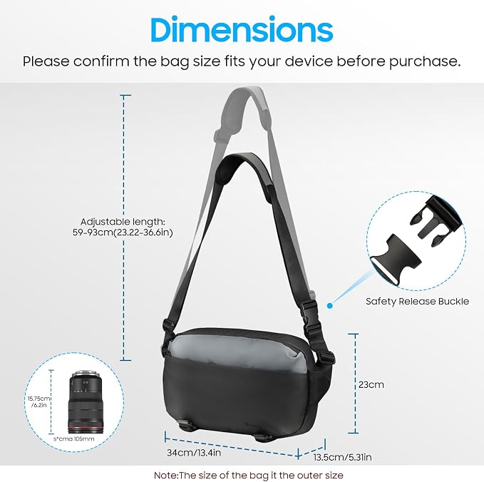 FINTIE Camera Sling Bag for DSLR/SLR/Mirrorless, Waterproof Crossbody Camera