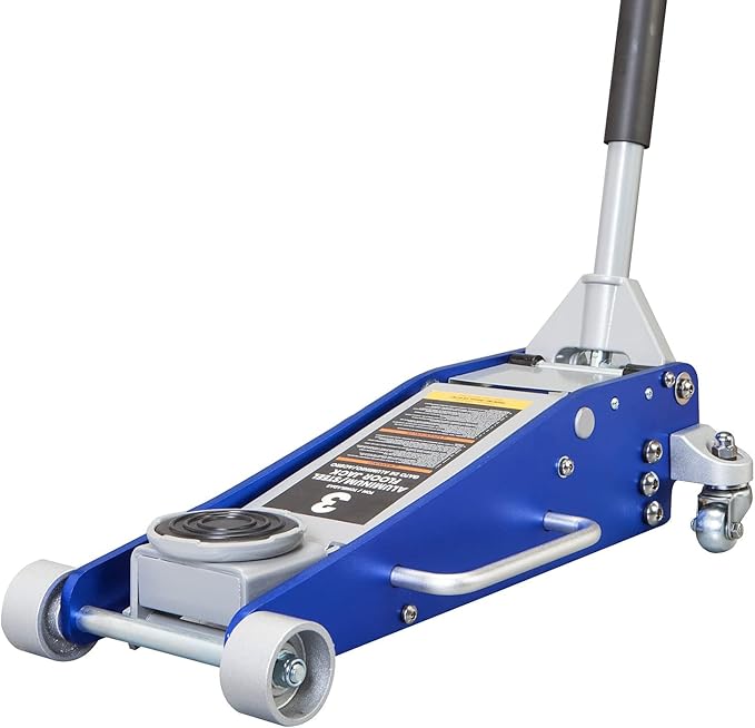 Big RED AT830011LUR Torin Low Profile, Aluminum and Steel Floor Jack with Dual Piston Quick Lift Pump,3 Ton (6,000 lb), Blue/Silver