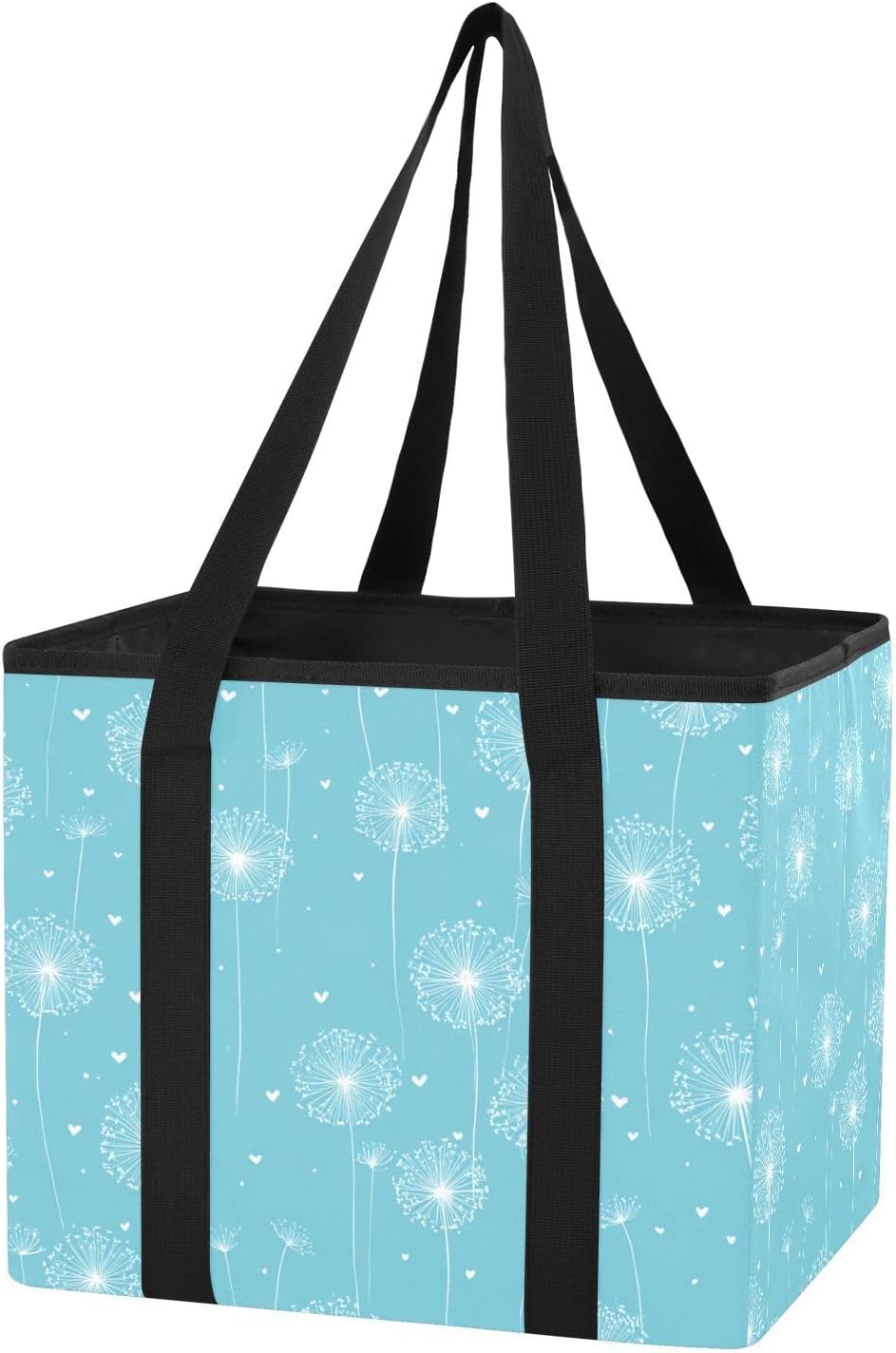 Trunk Organizer Collapsible Car Organizer with Handle Car Storage Box Bin for Groceries SUV Utility Tote Bag Portable Vehicle Container Bright Blue Dandelion Heart