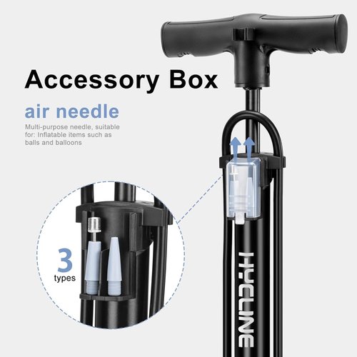Hycline Bike Pump - 160 PSI High-Pressure Bicycle Floor Pump with Gauge & Dual Valves for All Tires