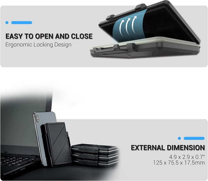 4 Slots CF Card Holder, Water-Resistance Anti-Shock Compact Flash Card Case