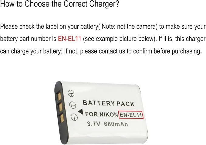 EN-EL11 Battery Charger for Nikon Coolpix S550, Coolpix S560 Camera Battery