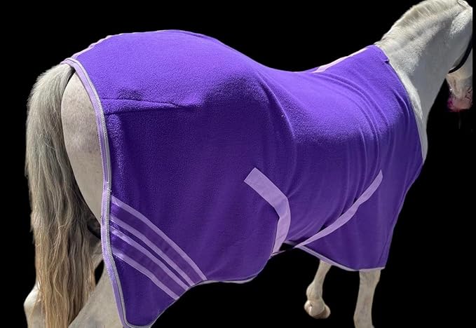 Majestic Ally Anti Pill Fleece Horse Blanket/Sheet with Silver Braided Rope (Purple, 78)