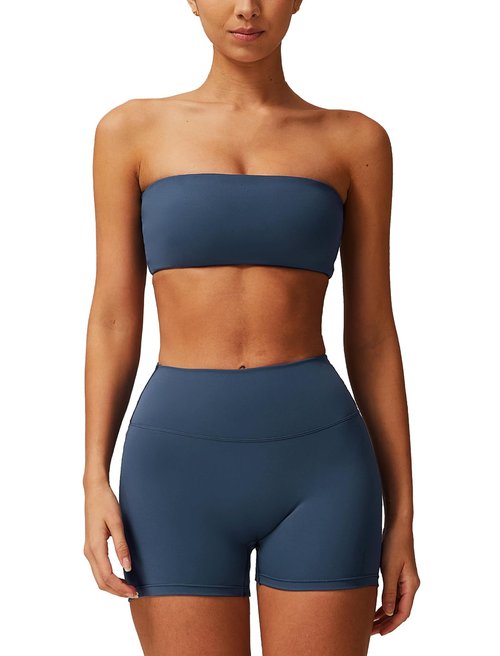 ABOCIW Workout Sets for Women 2 Piece Padded Sports Bra Tank Top High Waist Leggings Sets Active Gym Yoga Work Out Clothes Navy 12