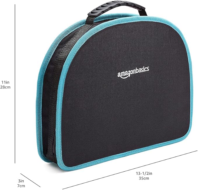 Amazon Basics 104-Piece Home Repair Household Tool Set with Easy Carrying Round Pouch, Portable Hand Tool Kit, Turquoise, 14.4 x 11.4 x 3 inches