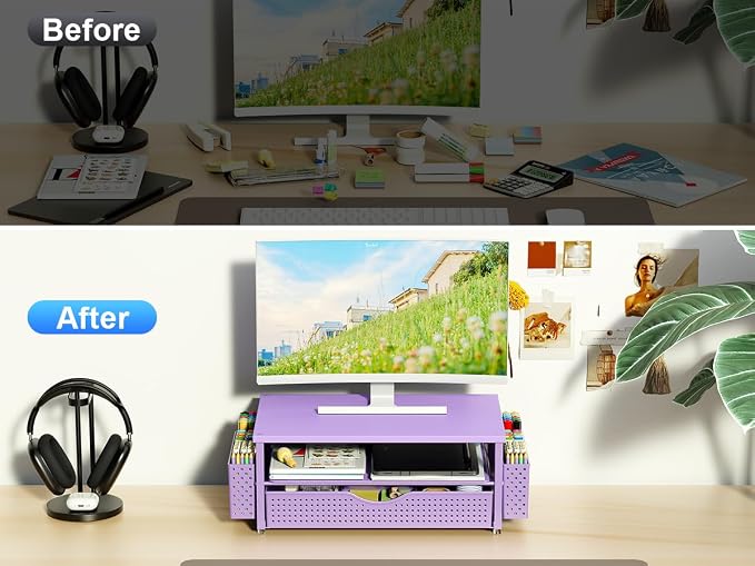 Spacrea Desk Organizer and Accessories, Computer Monitor Stand Riser