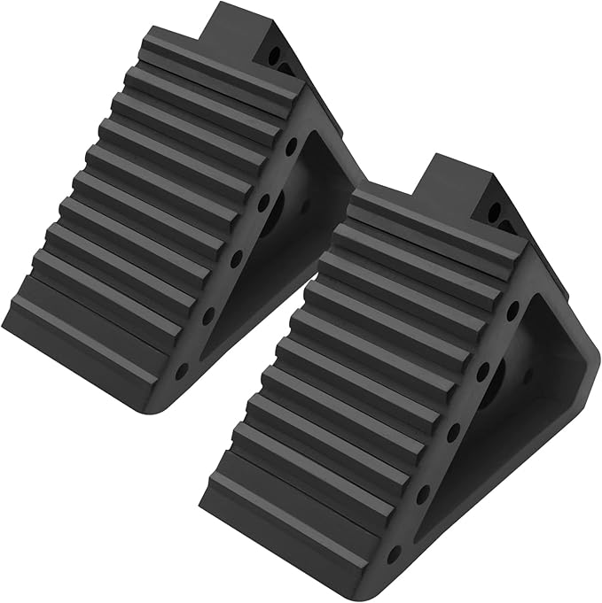 Jack Boss Solid Wheel Chocks Heavy Duty Rubber Tire Stop Block for Car Sedans SUV ATV Truck Tire Chocks with Wide Handle (2 PCS)…