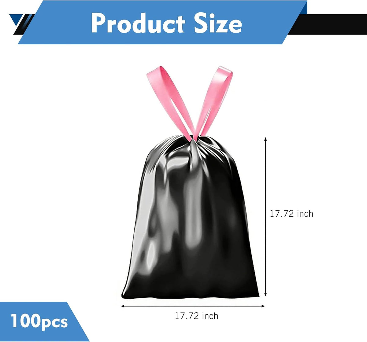 100PCS Car Trash Can Bags, Thicken Small Garbage Bags, 1-2 Gallon Portable Trash Can, Strong Mini Trash Bags, for Car Home Office Kitchen Bathroom Bedroom (Black)