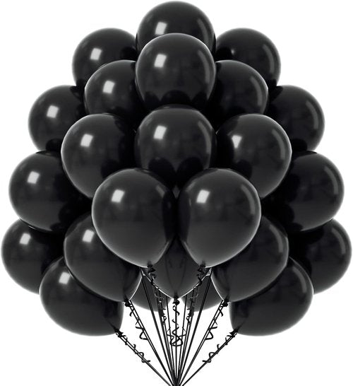 FOTIOMRG Black Balloons - 12 Inch Latex Party Balloons | 50 Pack for Birthdays, Graduations & More
