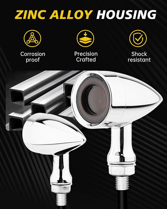 TSUNG Universal Motorcycle LED Turn Signals Lights Small Bullet Front Rear