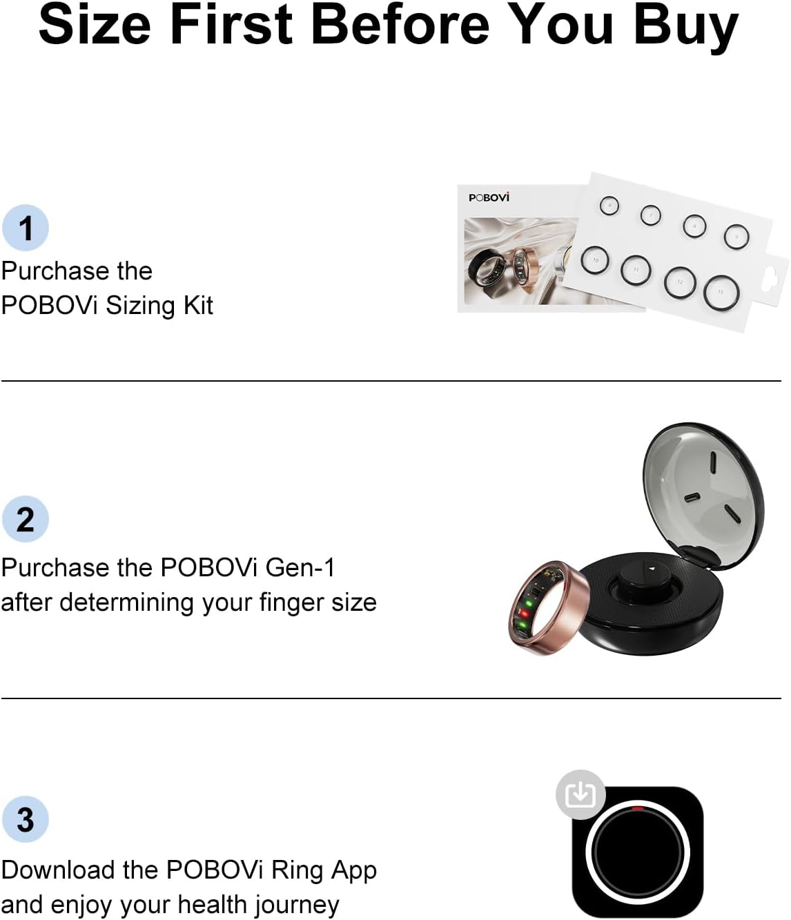 POBOVi Smart Ring - Sleep, Fitness, Stress & Heart Rate Tracker - 5-Day Battery Life | Wireless Charging, iOS & Android Compatible (Rose Gold, Size 7)