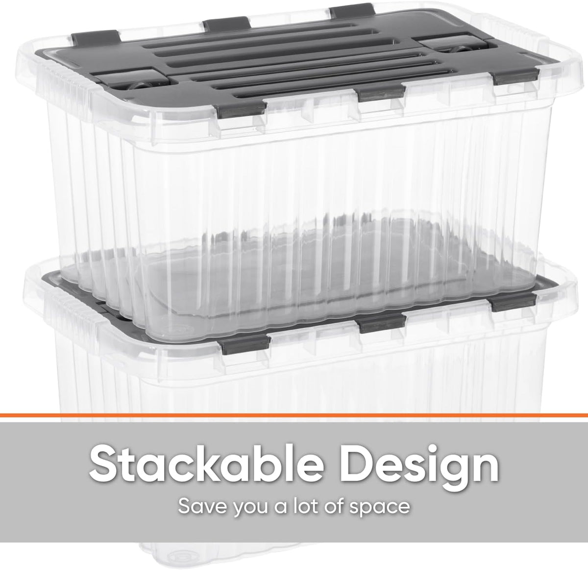 Superio Storage Bins with Lids, Clear Plastic Containers for Organizing, Stackable Totes, BPA Free, Odor Free, Organizer Boxes for Home, and Dorm, 35 Quart (4 Pack, 20.25"x14"x10.5")