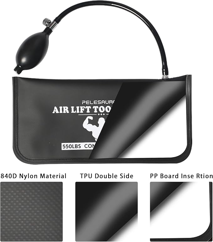Air Wedge Bag, Professional Air Wedge Pump Leveling Kit & Alignment Tool, Commercial Grade Inflatable Shim Bag with 4 Tools - 2 pcs Different Sizes Air Wedge