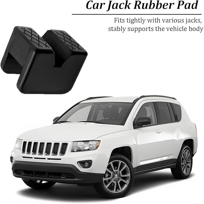 4PCS Car Jack Stand Pad, Rubber Anti-Slip Floor Jack Support Adapter with Grooved Design, Vehicle Slotted Pinch Weld Side Frame Rail Protector, Universal Automotive Accessories
