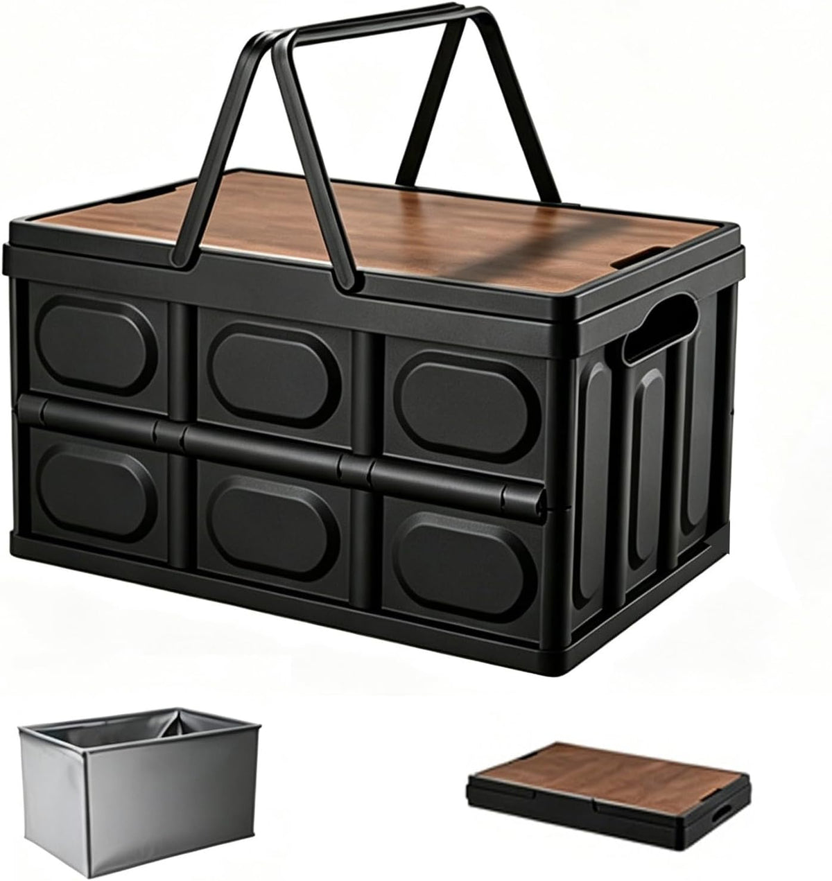 Plastic Car Trunk Organizer Box Collapsible Storage Bin with Lid 2PCKS