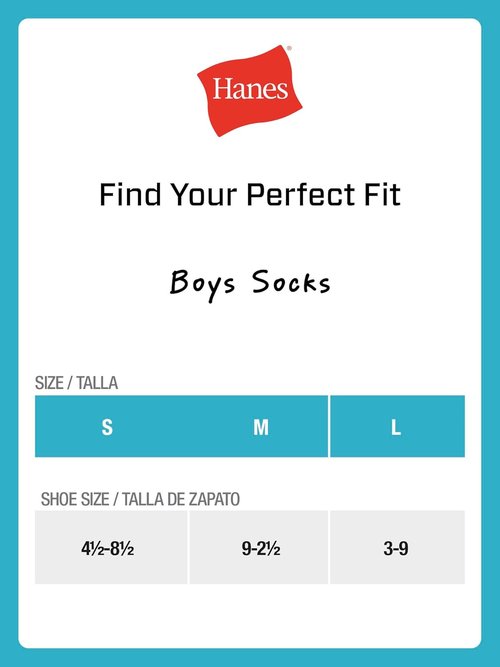 Hanes Boys' Socks - Moisture-Wicking Stretch-Cotton Crew, Ankle & No Show | 12 & 14 Pack, Black & White