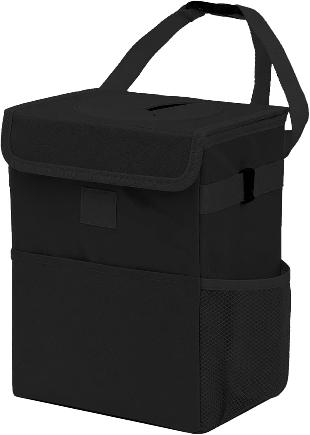 Car Trash Can with Lid, Car Garbage Can, Leak Proof Vehicle Trash Bin with 3 Storage Pockets, Universal Automotive Interior Accessories Hanging Waterproof Auto Garbage Bag for SUV Black