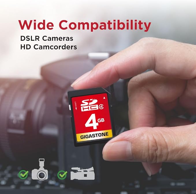 GIGASTONE 4GB SD Card 5 Pack SDHC UHS-I Class 4 Memory Card