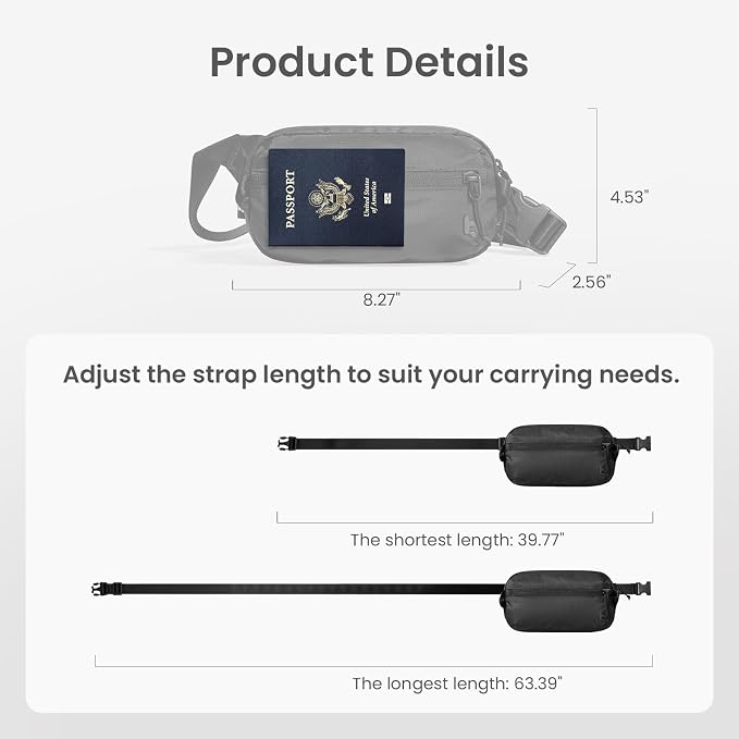 tomtoc 1.5L Sling Bag with RFID Blocking, Crossbody Bag Minimalist Chest