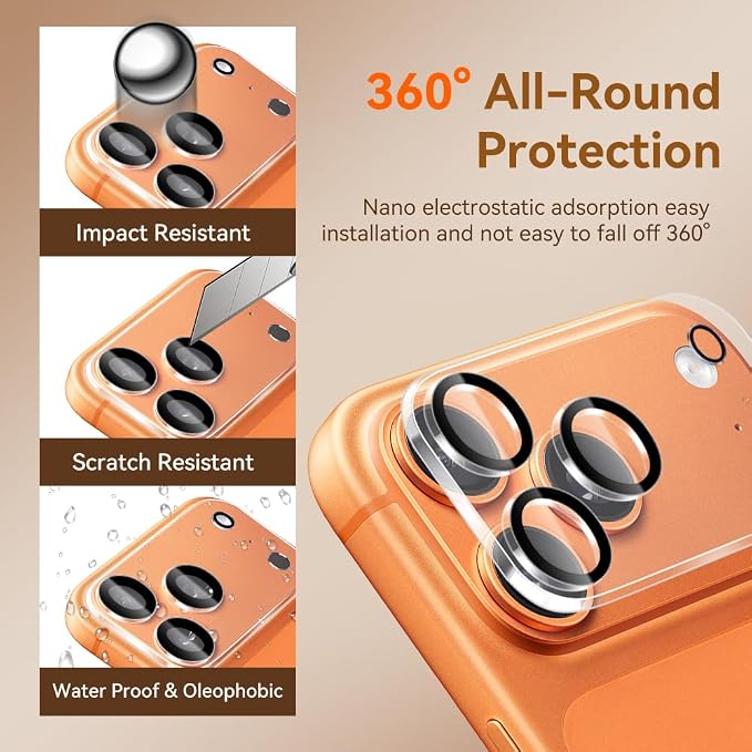 Camera Lens Protector for iPhone 17 Pro Max 6.9", 9H Tempered Glass，Ultra HD