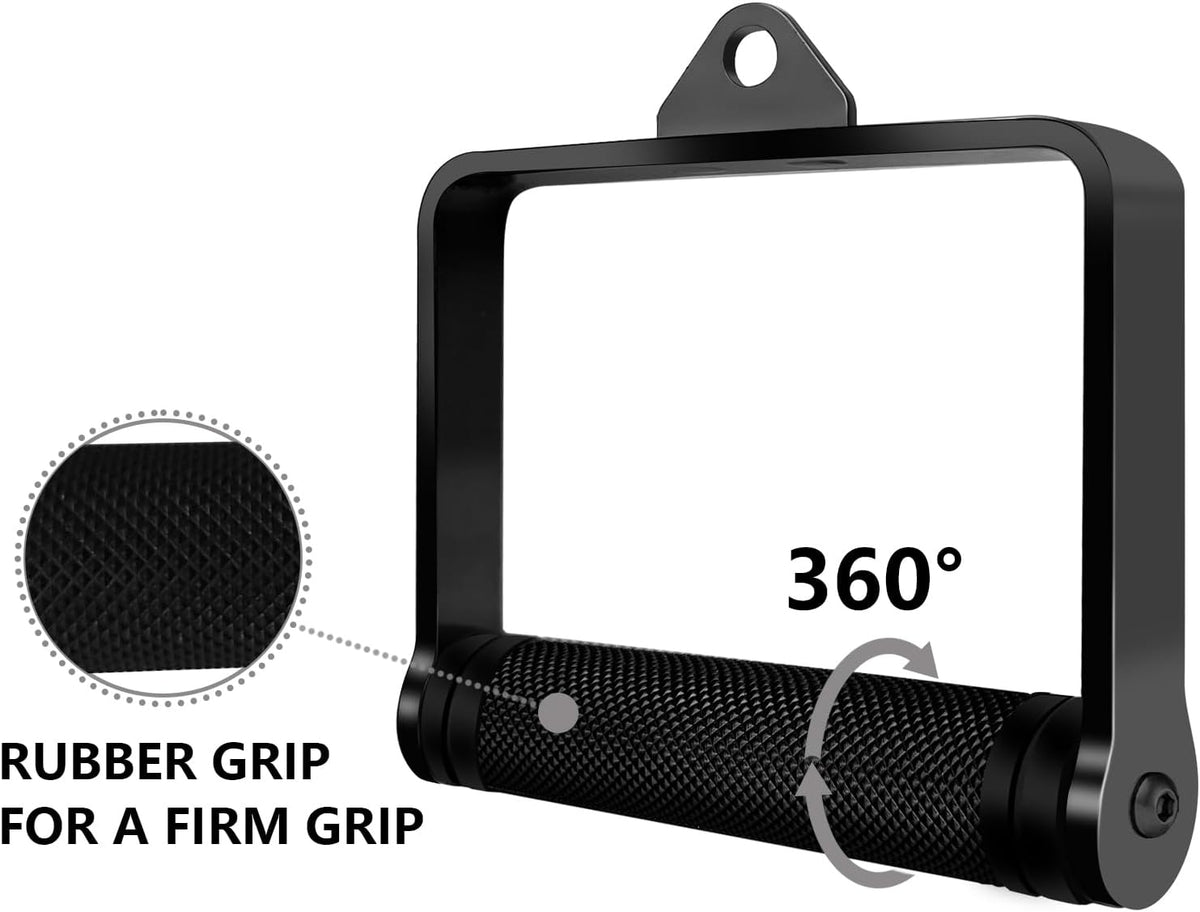 Skiennix D Handle Cable Attachment - Heavy Duty Steel with Non-Slip Rubber Grip | Black Finish