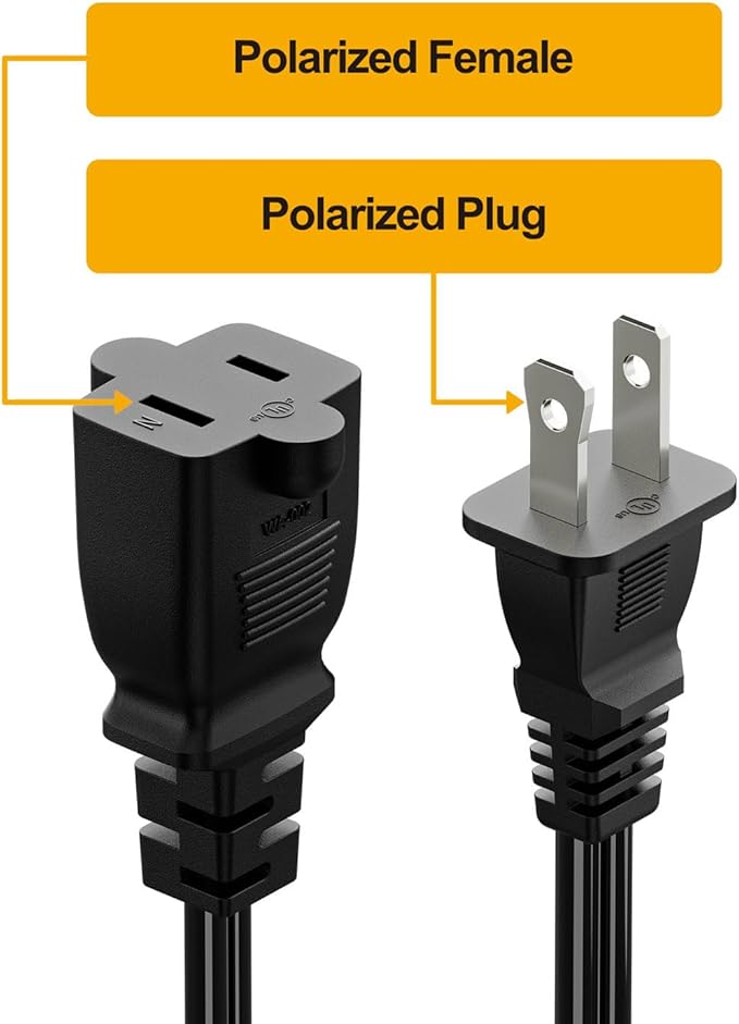 [6-Feet] On Off Switch Extension Cord, 2-Prong Polarized Extension Cord with On-Off Inline Switch 12A 125V for Your Chargers/Lamp/Power Adapters Etc, 16AWG Cord