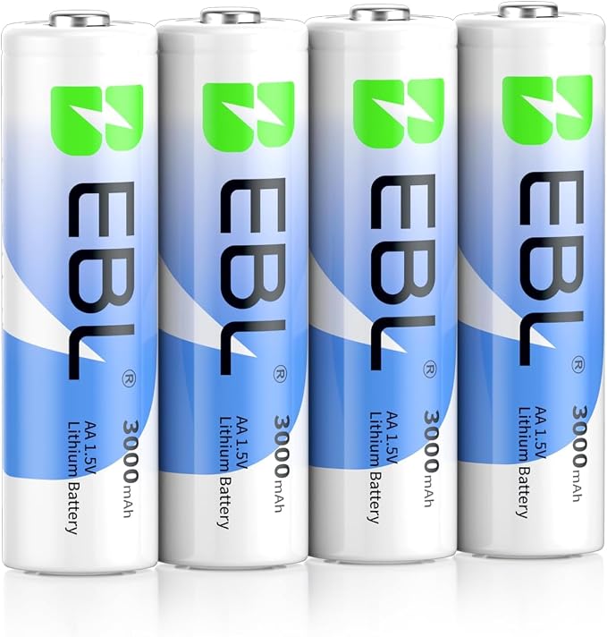 EBL Lithium Batteries AA 4 Pack, 3000mAh 1.5V Non-Rechargeable High Performance