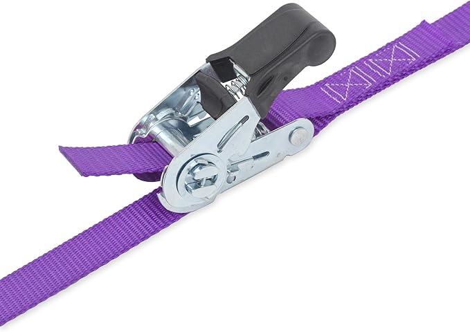 PowerTye Mfg Endless Ratchets - 1in x 7ft Easy Grip (no Hooks) - 400 lb. Working Load Limit / 1,200 lb. Break Strength - Purple 2-Pack