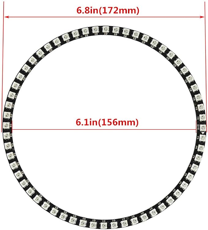 60 LEDs WS2812B 5050 RGB LED Ring Lamp Light Individually Addressable Full