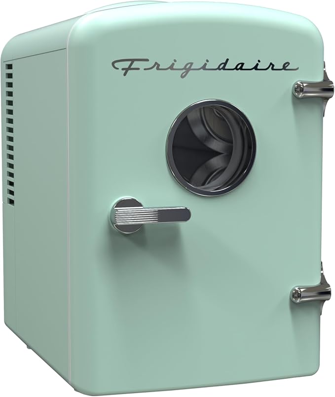 Frigidaire EFMIS171 Retro Mini Portable Personal Fridge - Ideal for Home, Office or Dorm - Includes Carrying Handle, AC/DC Wall/Car Charger (Green)