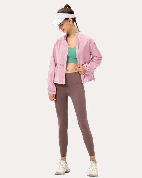 Locachy Women's Athletic Jacket - Lightweight Zip-Up, Windproof & Sun Protection | Ideal for Outdoor Workouts