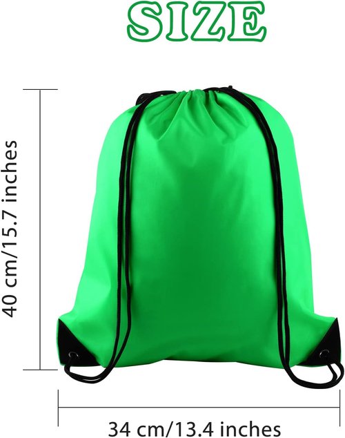 KUUQA Green Drawstring Backpacks - 100Pcs Bulk Gym & Travel Bags for Easy Carrying