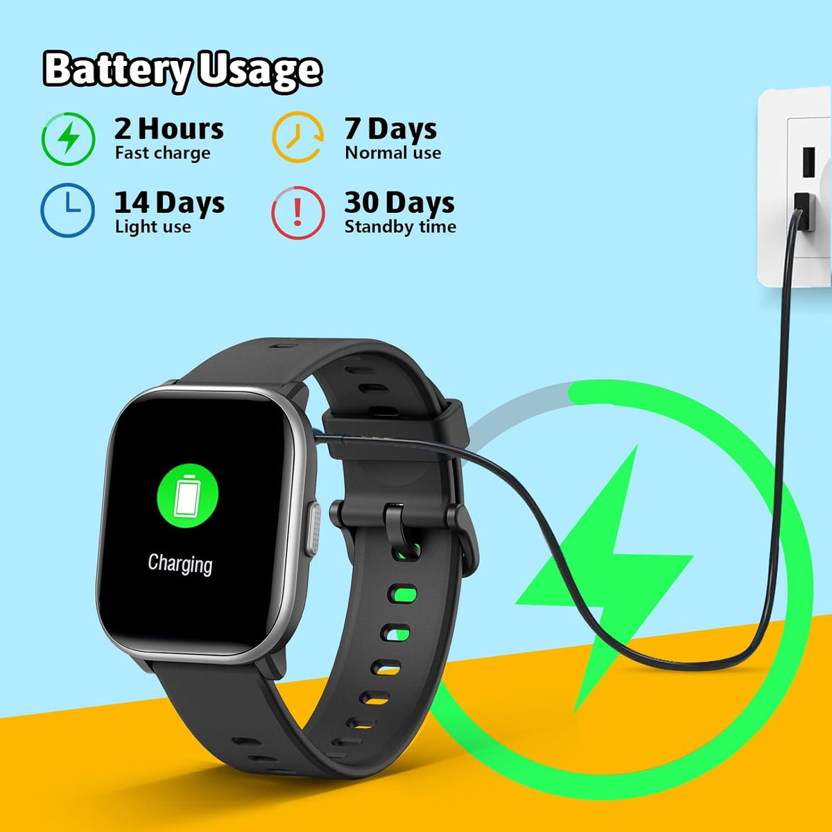 Skiennix Kids Smartwatch - 20 Sport Modes, Pedometer & Sleep Monitor | Perfect Birthday Gift for Ages 6-16 (Black)