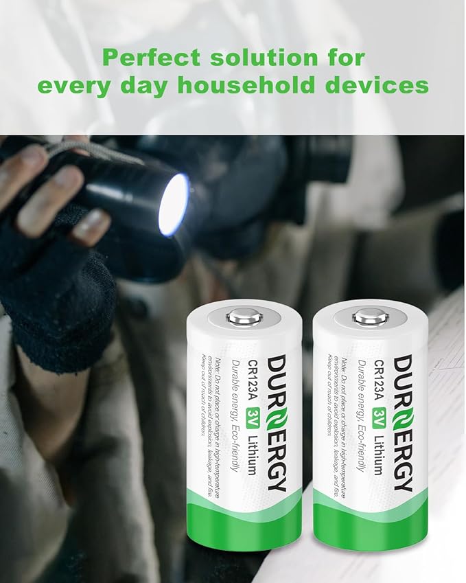 DURNERGY CR123A Lithium Batteries 12 Pack 3 Volt 10 Year Shelf Life High Power