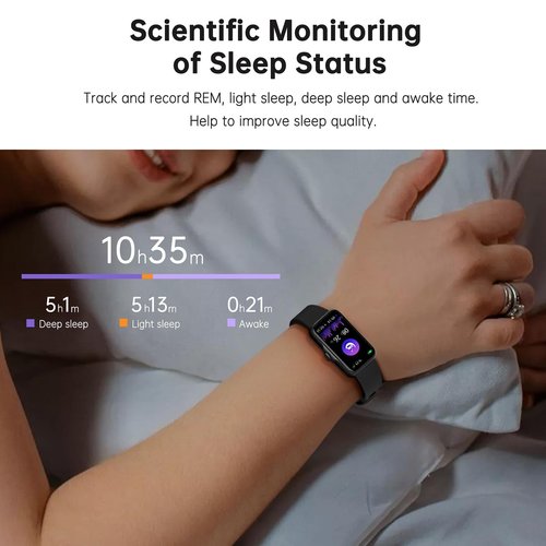 Health Fitness Tracker, Smart Watch with 24/7 Heart Rate and Blood Oxy-gen Monitor, Sleep Tracker with IP68 Waterproof, Activity Tracker Pedometer Step Counter for Women Men (Black)