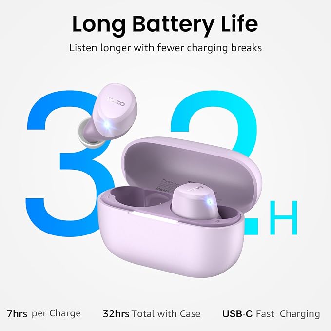TOZO A1 Wireless Earbuds Bluetooth 5.3 Light Weight in Ear Headphones | IPX5 Waterproof, 2 Mics for AI Calls, Immersive Premium Sound Bass Ear buds with Charging Case, 32 Presets EQ via TOZO App