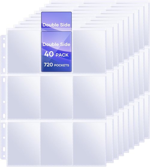9 Pocket Page Protectors by [Brand Name] - 40 Pack Double-Sided Card Holder Sheets for 3 Ring Binders | Ideal for MTG, TCG, Baseball Cards