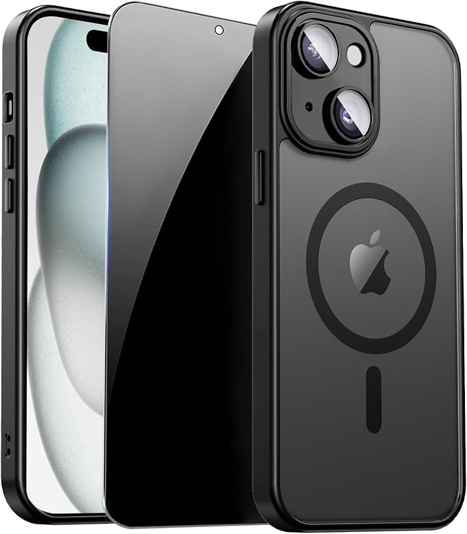 for iPhone 15 Case with Privacy Screen Protector and Camera Protection