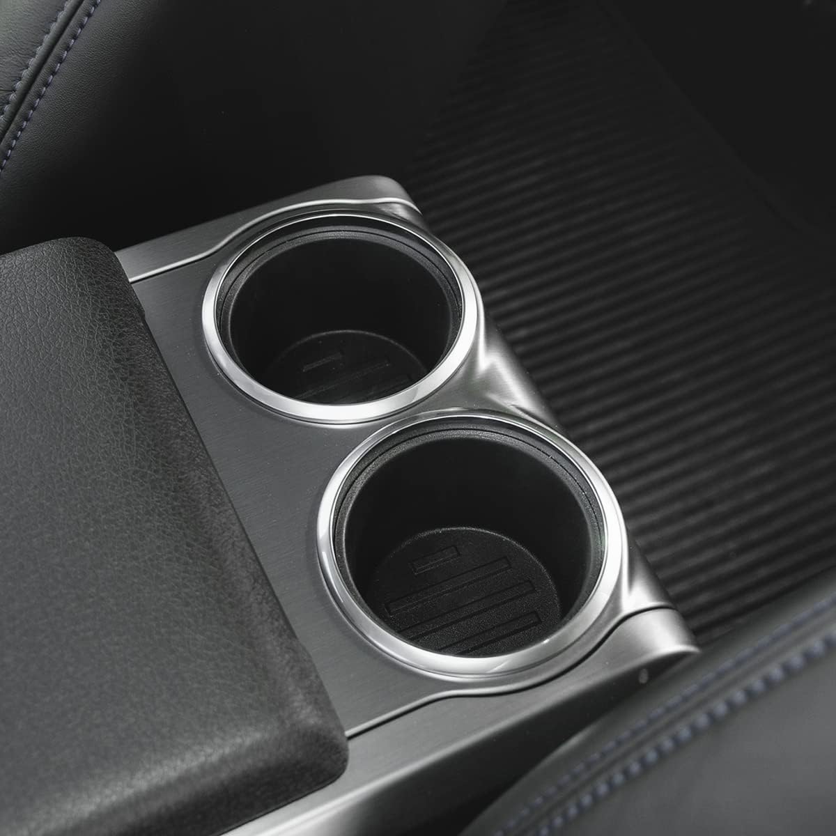 Rear of Center Console Cup Holder for Ford F150 2009-2014 with Flow Through Console Cup Holder Replacement Insert for F150 TPE Drink Bottle Holder 2PCS (with Flow Through Console)
