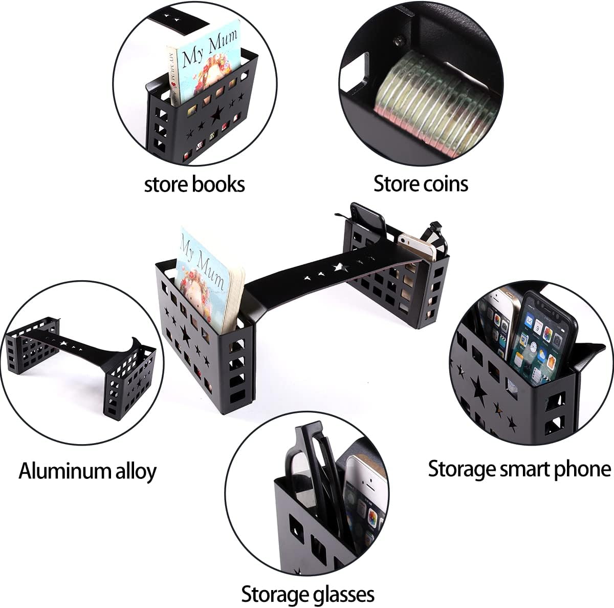 Car Center Console Shifter Storage Box Compatible with Toyot@ FJ Cruiser 2007-2021 Aluminum Alloy Center Console Gear Shift Organizer Tray Storage Box Basket Interior Accessories