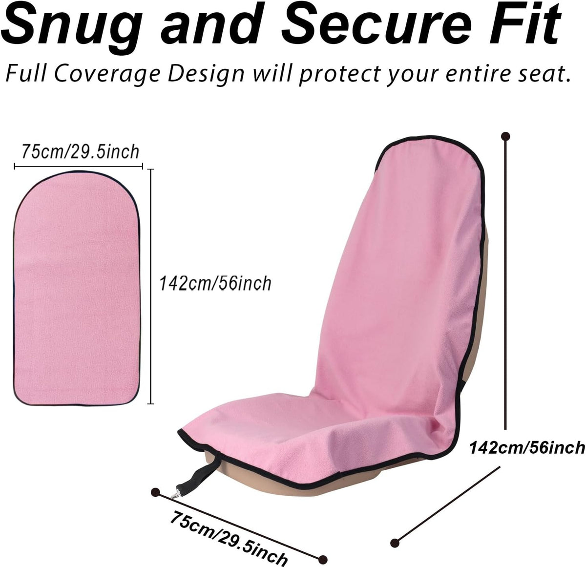 Sweat Towel Car Seat Cover Protector Front Seats for Gym Workout, Running, Swimming, Beach and Hiking, Waterproof Universal Seat Cover for Car, Trucks, Van & SUV (1, Pure Pink, Front)